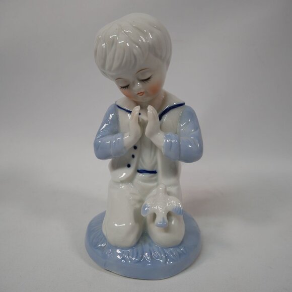 Porcelain Praying Boy Figurine With Dove By Sophia-Ann Vintage - Picture 1 of 9